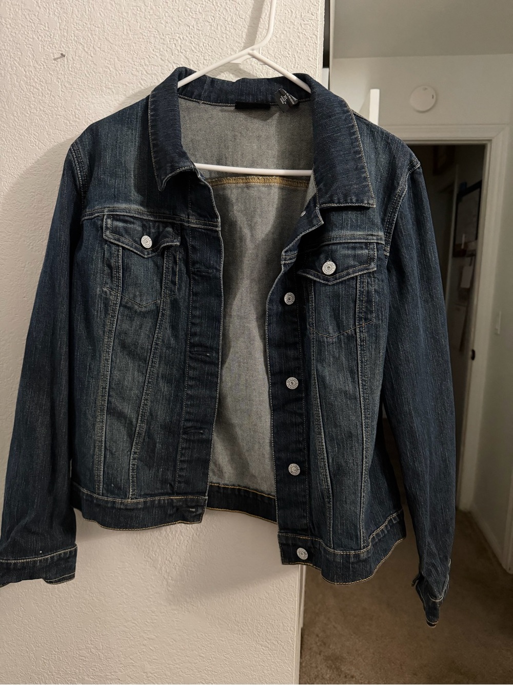 New York & Company Dark Wash Denim Jacket Size XL Stretch